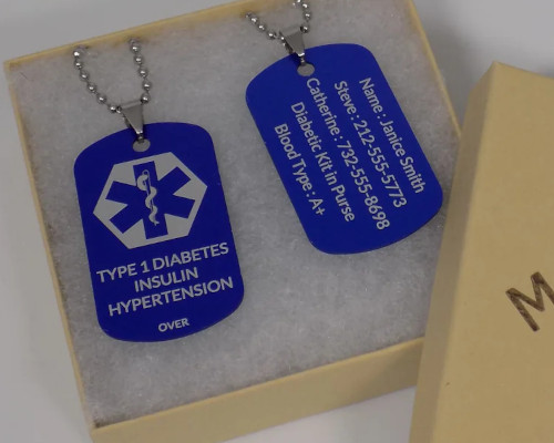 Example of information on a diabetes medical ID