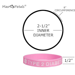 TYPE 2 DIABETIC Medical Alert ID Silicone Bracelet Wristbands Pastels 4 Pack