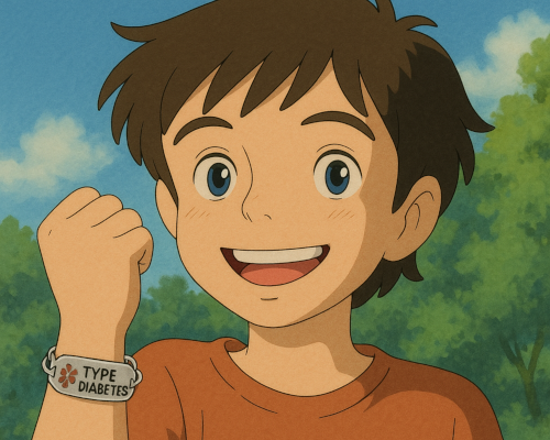 Person with Type 1 diabetes wearing a medical ID bracelet